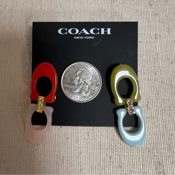 Coach Signature C Link Drop Earrings NWT - Picture 5 of 8